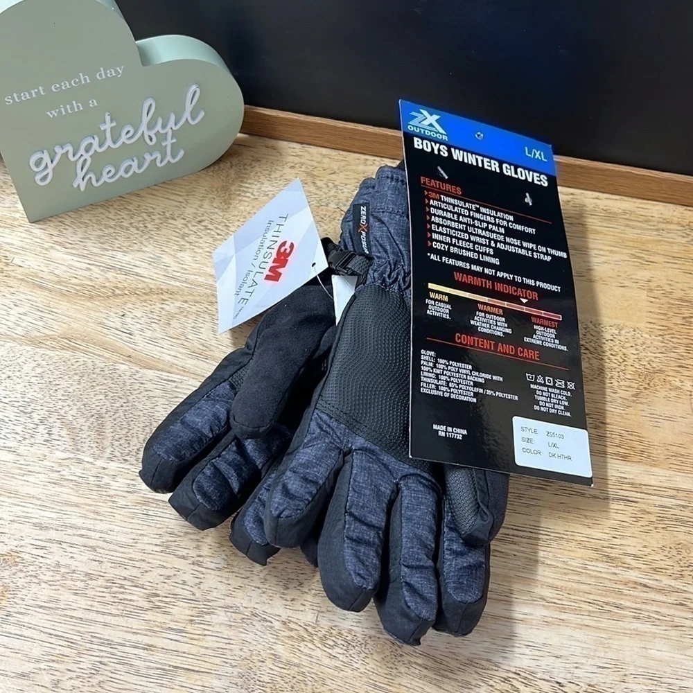 New Boys Winter Fleeced Lined Mitten Gloves Insulated- K8